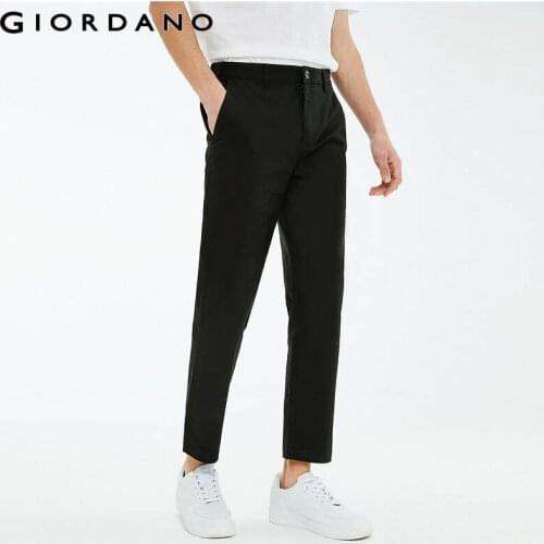 Giordano Men Pants Stretchy Lightweight Ankle-Length Pants Elastic Waistband Zip Fly Ankle Length Trousers 01121348