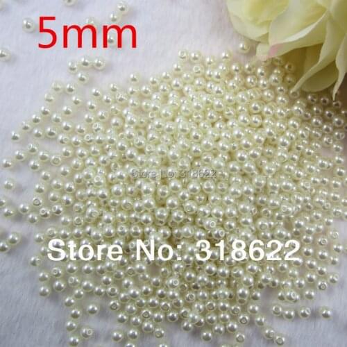Free Shipping 1000pcs/lot 5mm Ivory/White Color ABS Beads,Imitation Round Beads,Pearl Spacer beads DIY Jewelry Making Findings