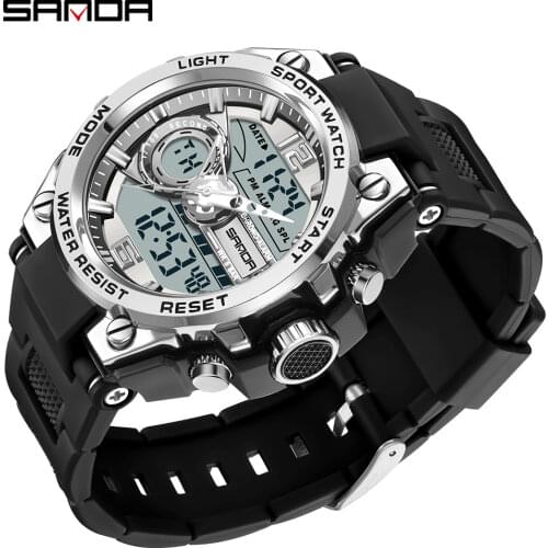 SANDA 9004 Sports Mens Watches Raise Hand Light Military Quartz Watch Men Waterproof S Shock Male Clock relogio masculino 2021