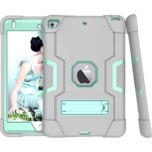 For iPad mini 5 Case 2019 Heavy Duty Hybrid Silicone Stand Rugged Armor Shockproof TPU Hard Case Cover For Apple iPad Mini 4