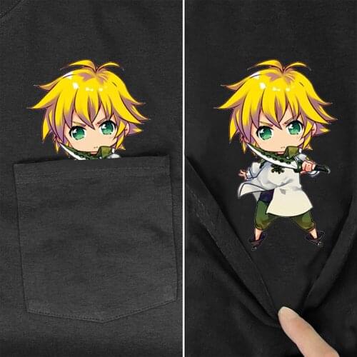 CLOOCL black Cotton T-Shirt Fashion Summer Pocket The Seven Deadly Sins Printed T-shirt Meliodas Hip Hop Tops Funny Cotton Tees