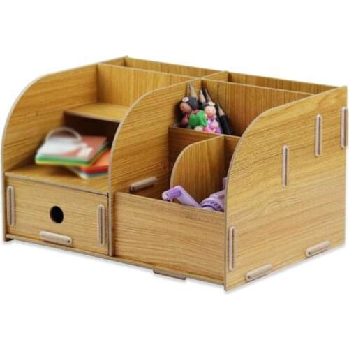 Wooden Office Supplies Desktop Files Debris Drawer Frame