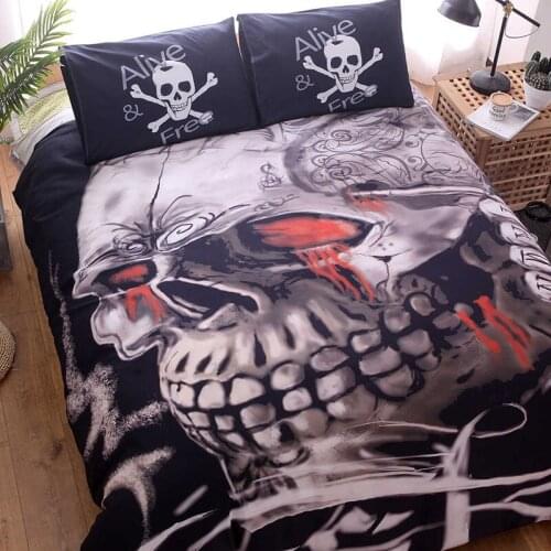 Fantasy Skull Duvet Cover Set Quilt cover set 3D Skull Bedding Set Twin/Queen /King size bedding set Sugar Floral