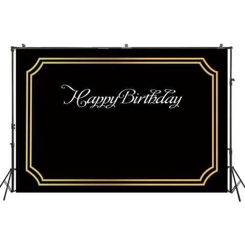 Photography Backdrops Birthday Party Banner Gold Black Adults Custom Desserts Table Photo Background For Studio PhotocallW4604