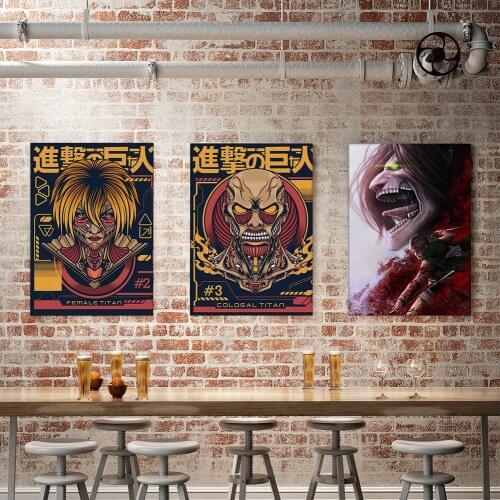 Attack on Giant Poster Japanese Anime Prints Clear Image Room Bar Family Art Painting