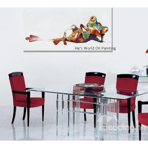 Oil Painting Modern Abstract Frog Hand Painted Canvas Best Sale Cat Frog Oil Painting Art Free Shipping With Framed Hand Painti