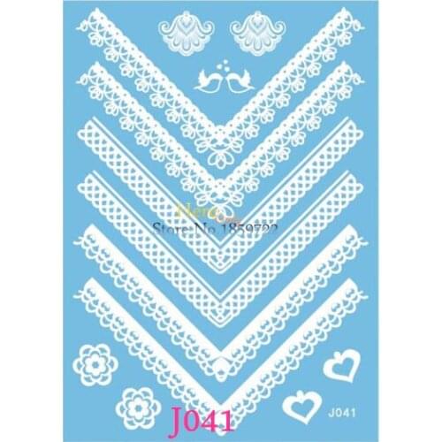 1PC Whint Ink Temporary Tattoo Choker For Women Necklace Earrings Tattoo White Henna Lace Design Waterproof Fake Tattoo Wedding