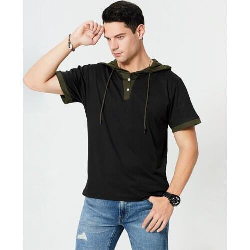 Summer Mens Hoodie Outdoor Fitness Running Loose T Shirts With Short Sleeves