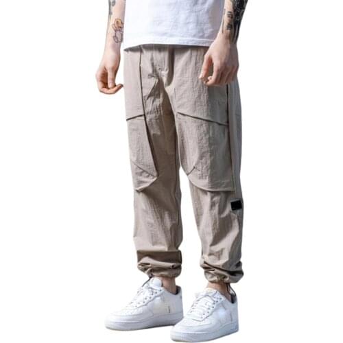 Linen Trousers for Men Wide Cargo Pants Summer Oversize Plus Size 2XL Linens Streetwear Spring Harajuku Mens Clothing 2021