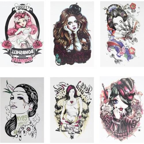 Cute Girl 21 X 15 CM Sized Sexy Cool Beauty Tattoo Waterproof Hot Temporary Tattoo Stickers