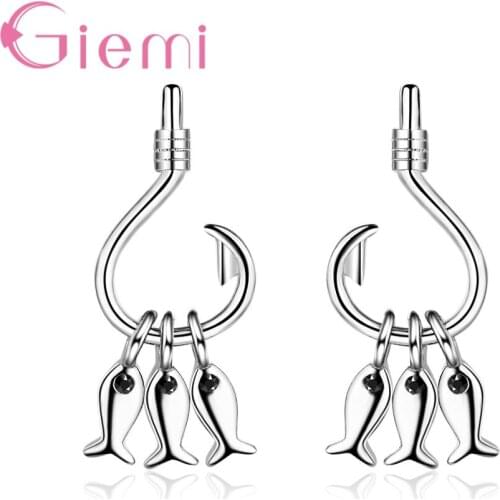 Cute Fish A Bunch Fish Hook Earrings 925 Silver Earrings For Women Girl Gift Small Fish Earring Party Accessories Jewelry