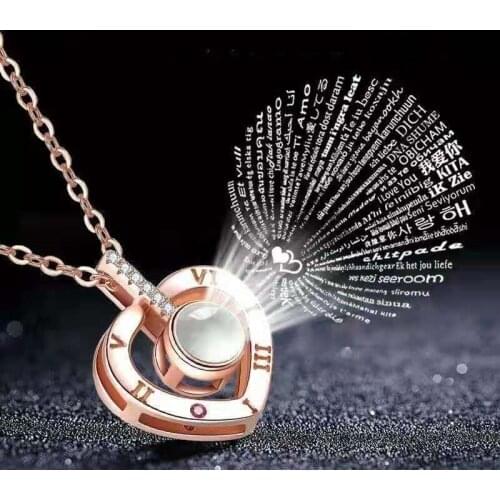 Fashion New Necklace 100 Languages I Love You Tanabata Creative Projection One Deer Have You Necklace 520 Lovers Gift