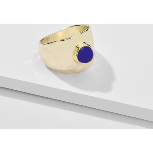 Fashion Jewelry Women Natural Raw Stone Hammered Wide Ring Statement Ring Size 7