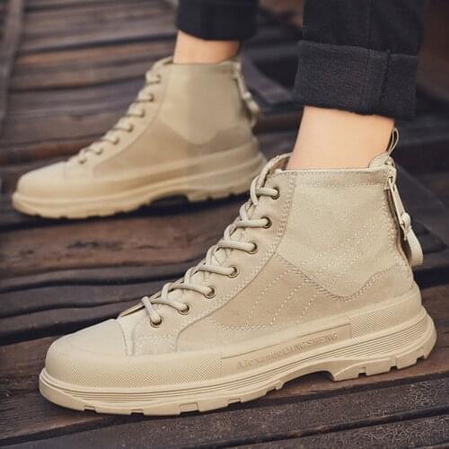 Men Ankle Boots Outdoor Autumn Spring Non-slip Zip Walk Male Casual Flats Work Shoes Sneakers Fashion Comfortable