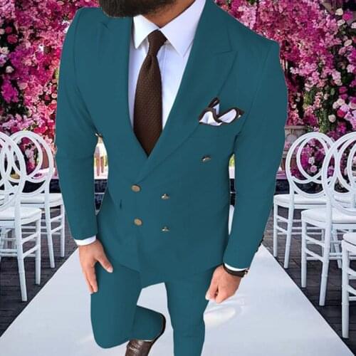 Mens Suits Men 2 Pieces Double Breasted Party Wedding Prom Notch Lapel Blazer Casual Fit Suit Tuxedos Blazer & Pants & Vest