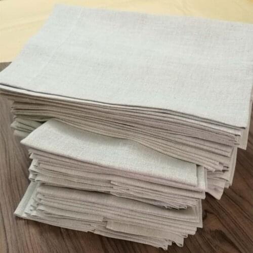 Set of 12 Fashion Guest Towels Color Natural Oatmeal Linen Handkerchief Towels Hand Towels Bath Towel 14x22-Inch