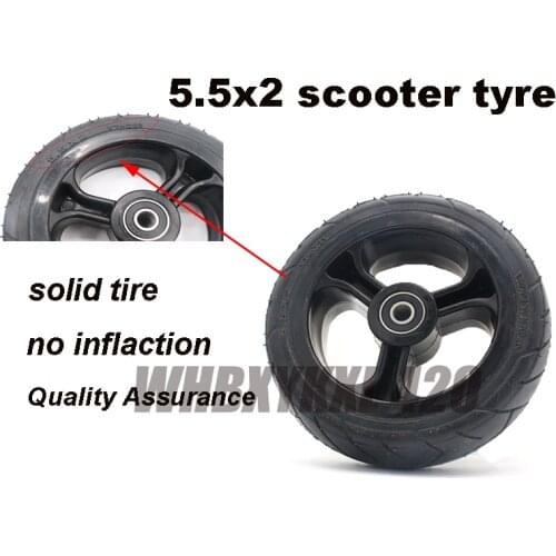 5.5x2 inch tires solid rubber tire plastic hub eight-character pattern suitable for electric scooter no inflation non-slip
