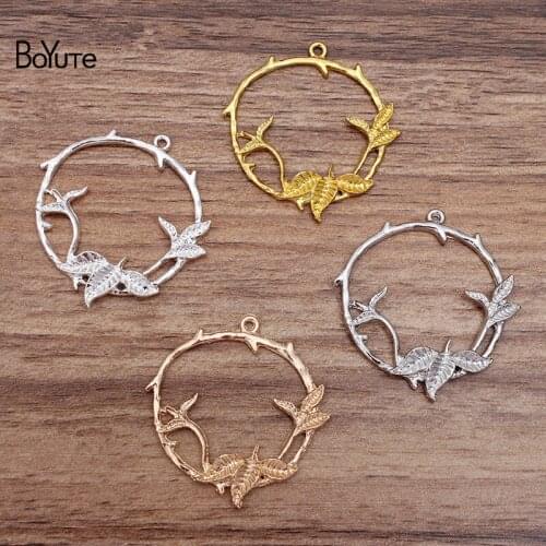 BoYuTe Factory Wholesale (20 Pieces/Lot) Metal Alloy 40MM Wreath Pendant Charms for Jewelry Making Diy Hand Made Materials