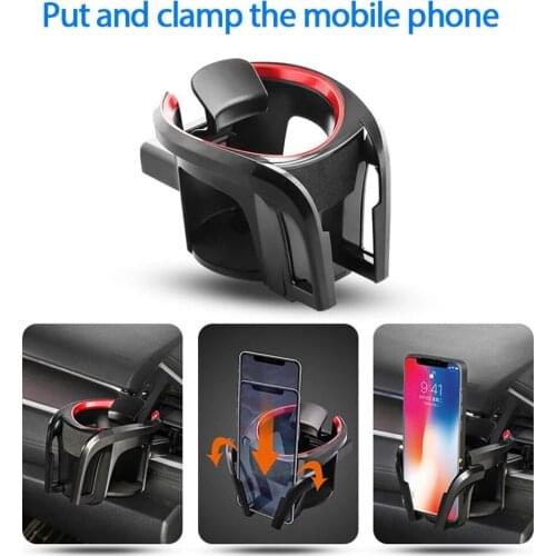 Car Air Vent Mount 2In1 Cup Holder Phone Mount Adjustable Beverage Water Bottle Holder Vehicle Cup Stand Bracket Auto Interior