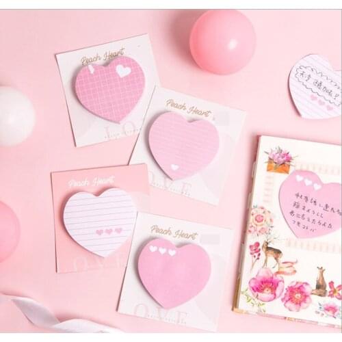 Sweet pink heart shape sticky notes N times memo notesbook Message note