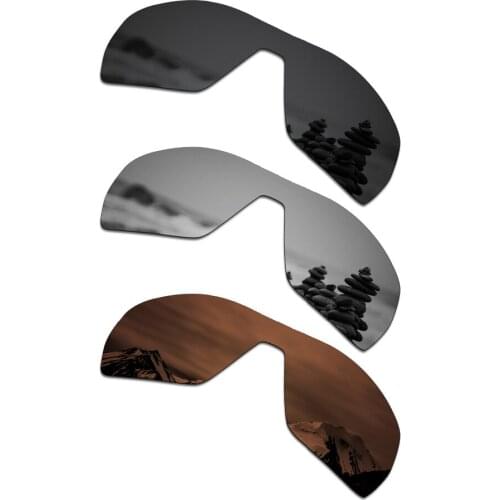 SmartVLT 3 Pieces Polarized Sunglass Replacement Lenses for Oakley Offshoot Stealth Black & Silver Titanium & Amber Brown