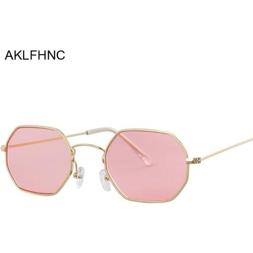 Metal Frame Square Sunglasses Small-frame Vintage Sun Glasses Female Ocean Blue Pink Clear Sunglass For Women Retro Eyeglasses