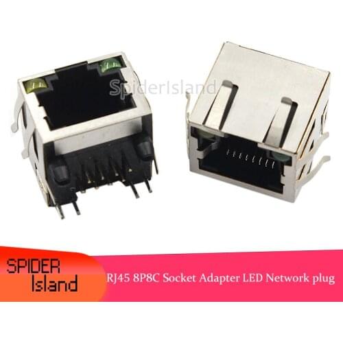 RJ45 Socket 56 LED Network Socket 90 degree for PCB Jack 8P8C Cable Shielded with LED Lamp Rj45 Connector Adapter