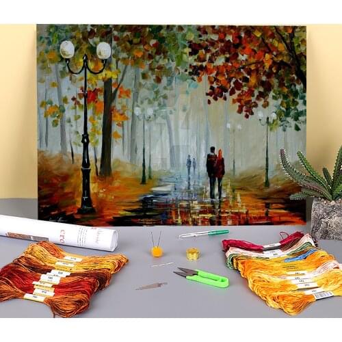 Foggy Morning Pre-Printed 11CT Cross-Stitch DIY Embroidery Set DMC Threads Sewing Painting Needlework Handicraft Magic Design