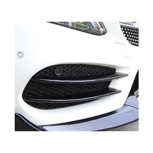 Carbon Fiber Style Front Fog Lamp Grill Grille Decorative Cover Trim Strips For Mercedes Benz C Class W205 2015-2018 Car Styling