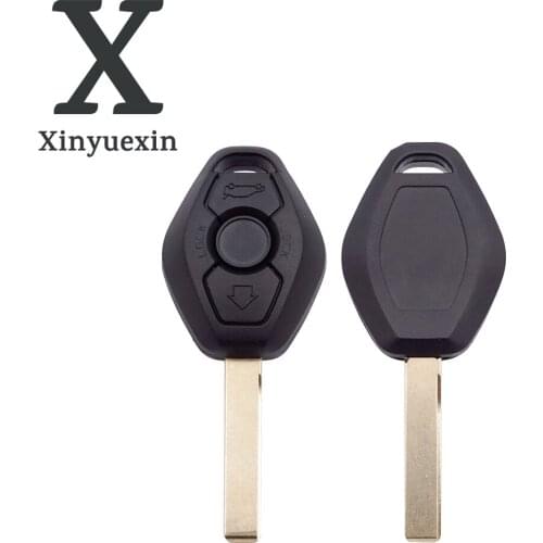 Xinyuexin Remote Replacement Car Key Shell Cover Fob for BMW 1 3 5 7 SERIES Z3 Z4 X3 X5 Uncut Blade 3 Buttons Key Case