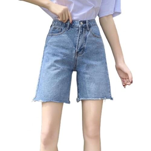 Summer Women Denim Shorts Solid Color High Waist Pocket Denim Straight Oversized Comfortable Korea Streetwear Summer Party XL