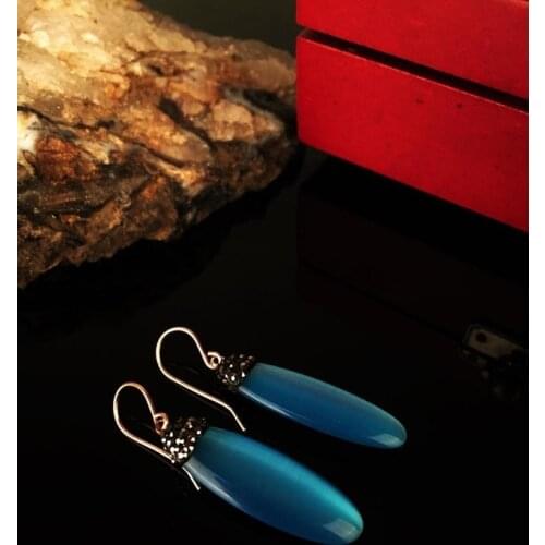 Dr Stone Natural Stone Women 'S Cat 'S Eye Stone rose gold plated Earrings KRB 373144621