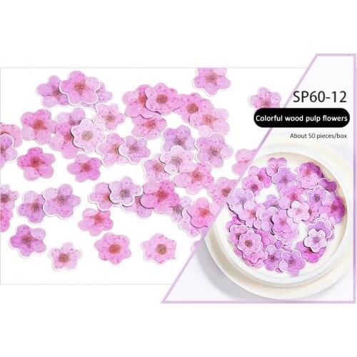 1 Box Wood Pulp Nail Stickers Small Daisy Plum Blossom Flowers Nail Art Rhinestones DIY Nail Decorations Manicure Decals TSLM1