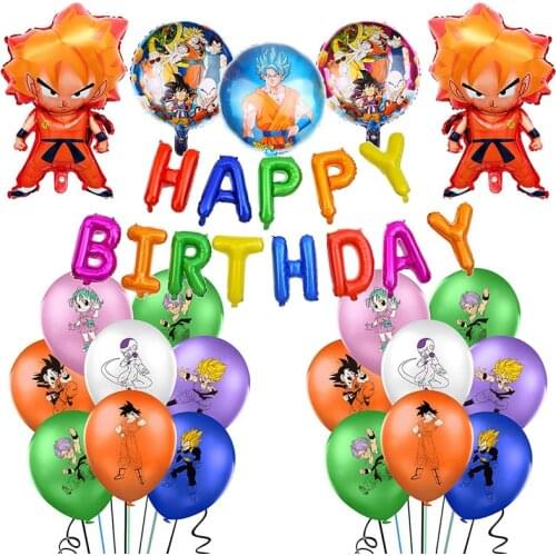 1Set Son Goku Hero Theme Balloons Party Supplies Tableware Banners Baby Shower Kids Birthday Party Cake Decoration