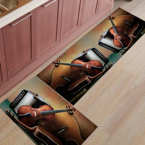2Pcs/Set Kitchen Mat Artistic Violin Floor Mat Carpet Door Mats Entrance Non-Slip Floor Rug For Living Room Bathroom