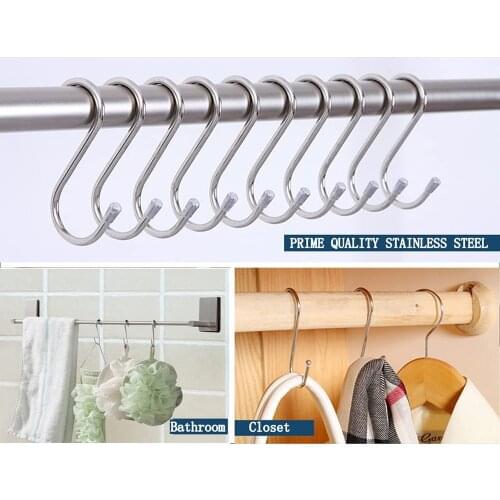 36/2 Pack 3.4" S Shaped Hooks Stainless Steel Metal Hangers Hanging Hooks for Kitchen, Work Shop, Bathroom, Garden