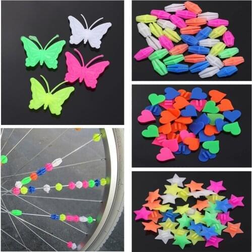 36/25Pcs Mixed Luminous Star Bike Bicycle Wheel Spoke Beads Plastic Clip Spoke Bead Bicycle Beads Wire Beads Decorations
