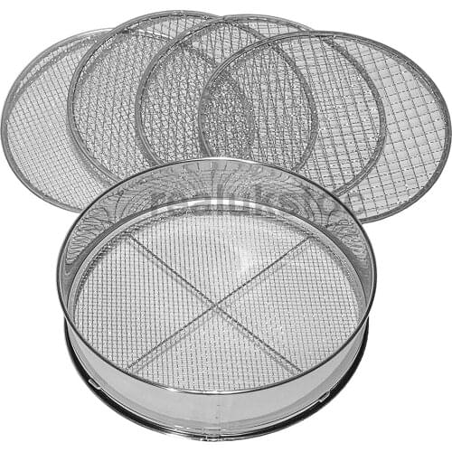5pcs Tainless Steel Aperture Lab Standard Sifters Shakers Soil Sieve Analysis Test Sieve Garden Riddle Sieve Mesh 3/5/8/10/12mm