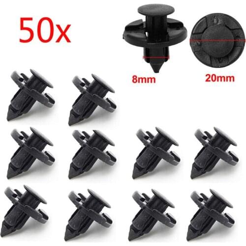 50Pcs Car Fastener fit 8mm Dia Hole Black Push Retainer Rivets Clips for Automobile Door Bumper Fender Cover Trim Clip Wholesale
