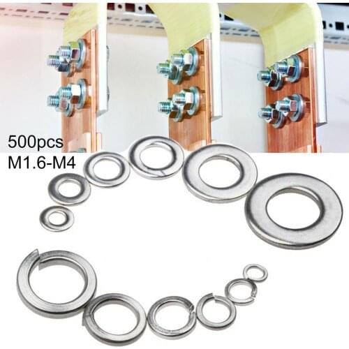 500Pcs M1.6-M4 Gasket Washer Strong Sealing Reduce Friction Stainless Steel Spring Washer Assortment Set for Machine