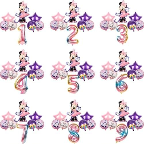 8pcs Mickey Minnie Mouse 32 inch Number Balloons Birthday Party Decorations Baby Shower Kids Party Mickey Balloon Air Globos