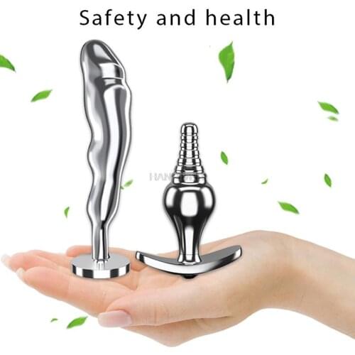 2 in 1 Big Anal Sex Toys for Women & Men , Stainless Steel Metal Crystal Anal plugs for Couples Anal Beads Adult Sex Products