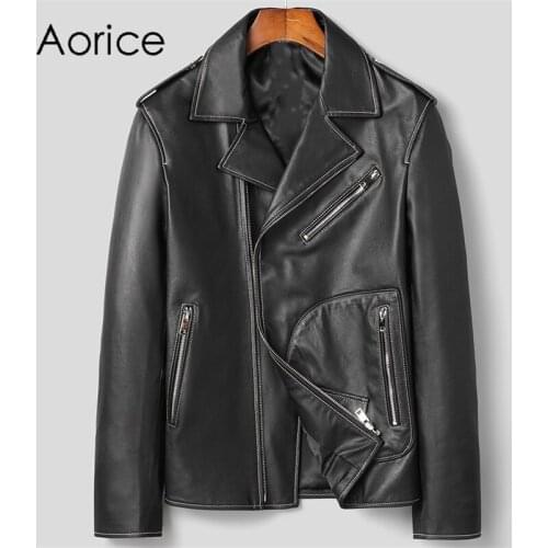 Aorice Men Genuine Sheep Skin Leather Jacket Coat Male Brand New Real Casual Leather & Suede Jackets Coats MT139
