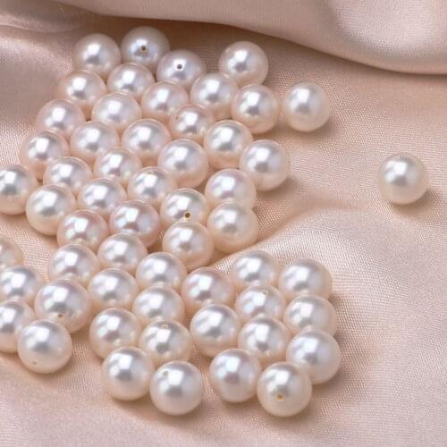 Flawless Natural Freshwater Pearl 7-7.5mm High Quality 3A Half Hole Round Pearl Beads for Earrings Jewelry Making