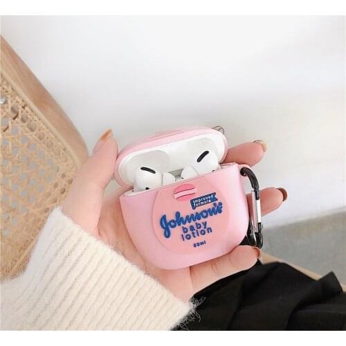 For Apple Airpods Pro Pink Baby Lotion Bottle Cute Cartoon Funny Bluetooth Wireless Headset Cover Protective Charging Case