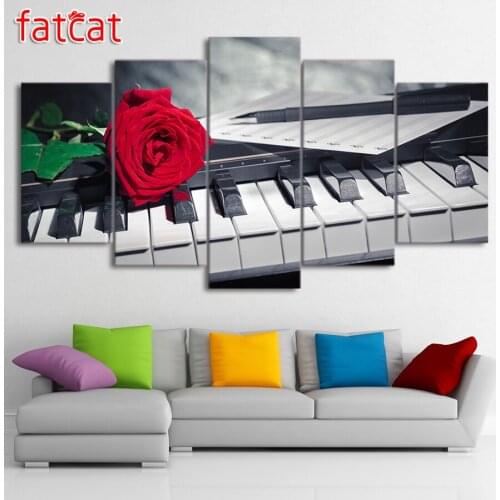 FATCAT 5 Pieces Golf Course Trees Sunset Landscape Diy Diamond Painting Full Square Round Drill Diamond Embroidery Sale AE954