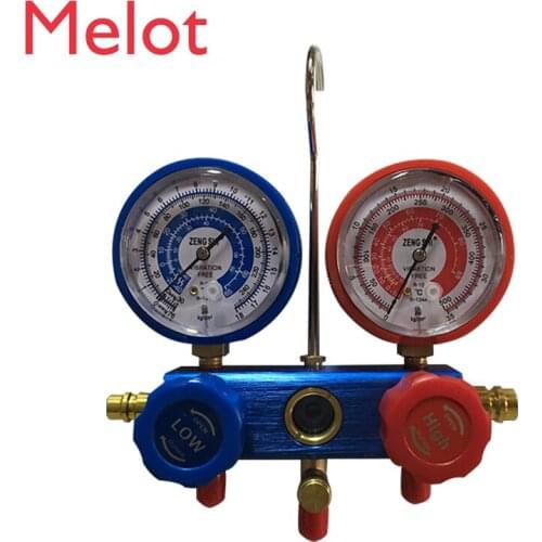Car Air Conditioning Fluorometer Snow Refrigerant Double-Meter Valve Air Conditioning Repair Tools Equipment Household