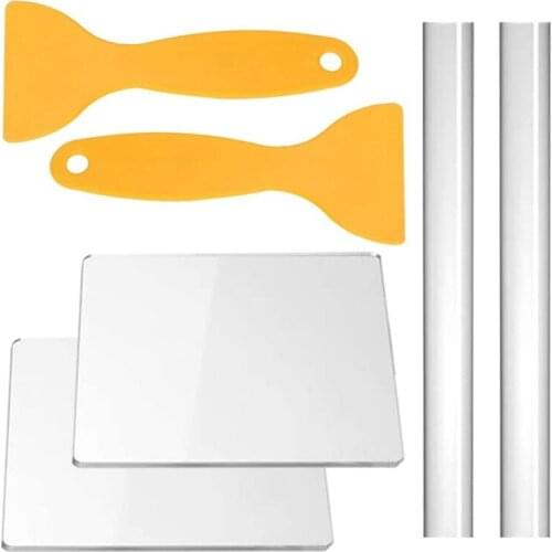 6 Pieces Clay Tools Include 2 Pcs Acrylic Solid Roller 2 Pcs Acrylic Mud Press Board 2 Pcs Plastic Pottery Mud Scrapers