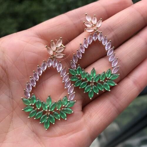 Bilincolor trendy fashion light green oval drop earring for women