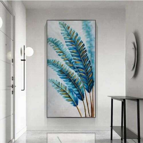 Nordic Decoration Big Size Blue Feather Wall Pictures Print Posters Abstract Art Canvas Paintings for Living Room Cuadros